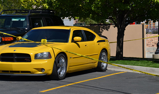 Yellow Charger at crime scene