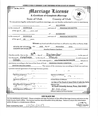 Digital Marriage Licenses Certificates Utah County Clerk Auditor,Nyjer Seed